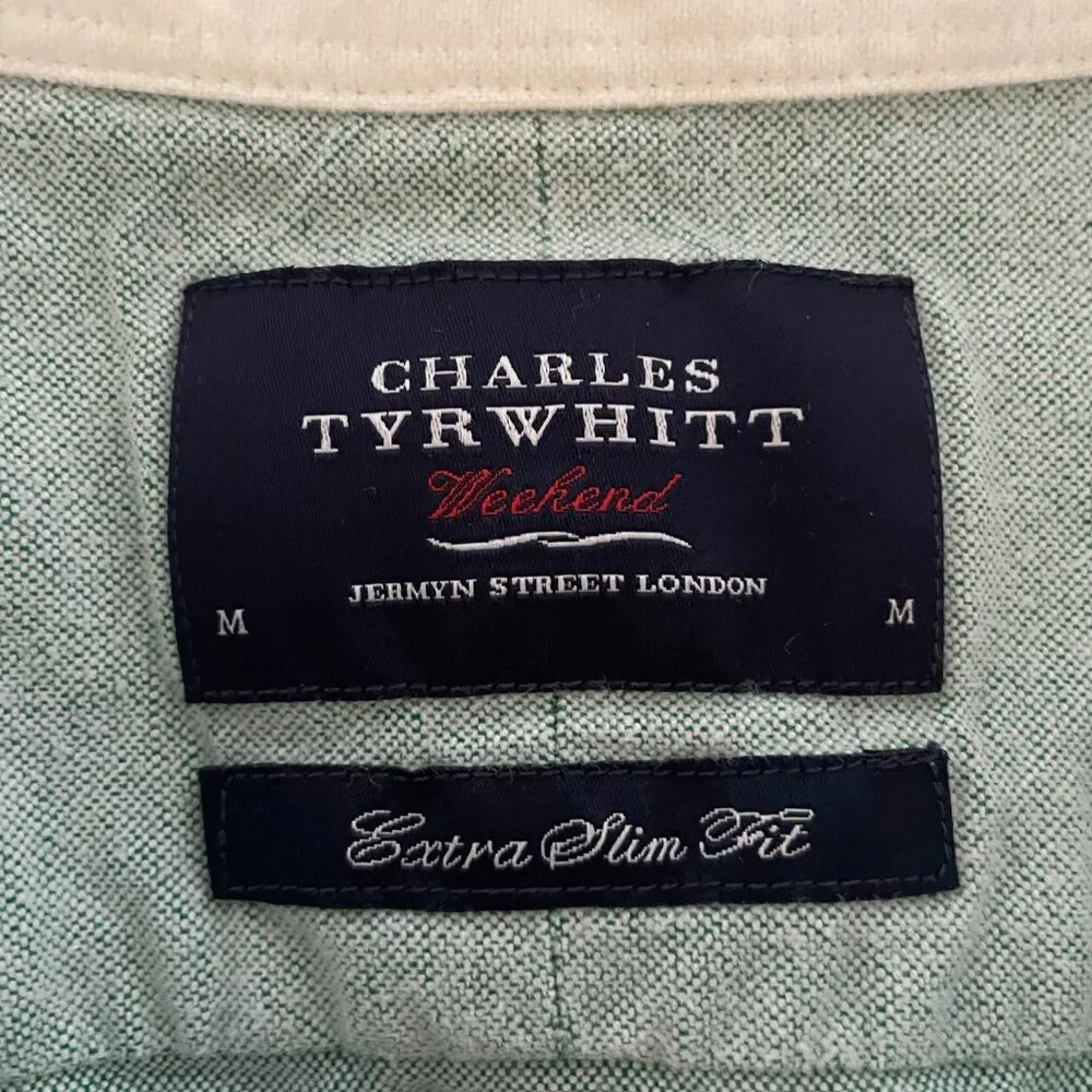Charles Tyrwhitt Weekend Extra Slim Fit Button Down, Long-Sleeve Shirt, Green, M
